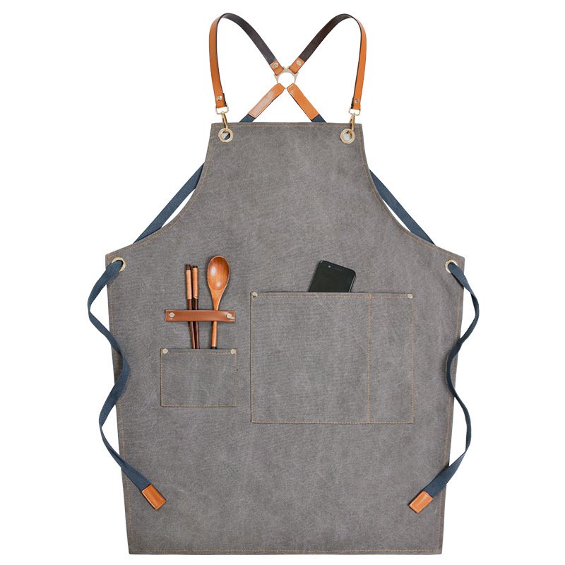 Denim Workwear Apron with Logo Print